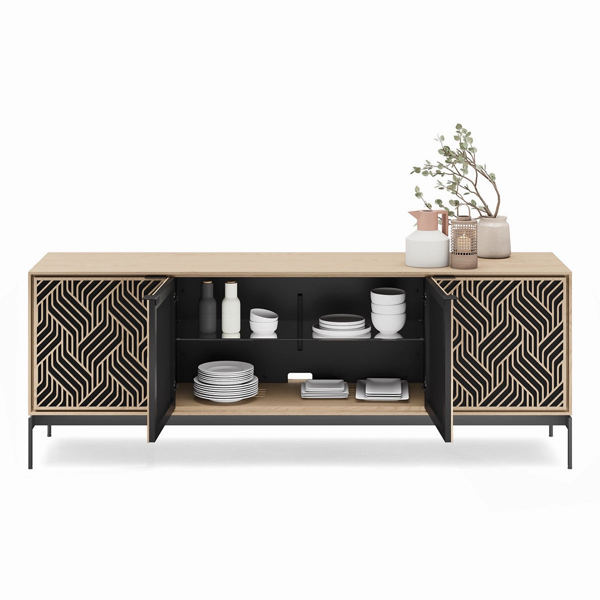BDI Elements 8709 Weave Media Cabinet with Console Base (Washed Oak)