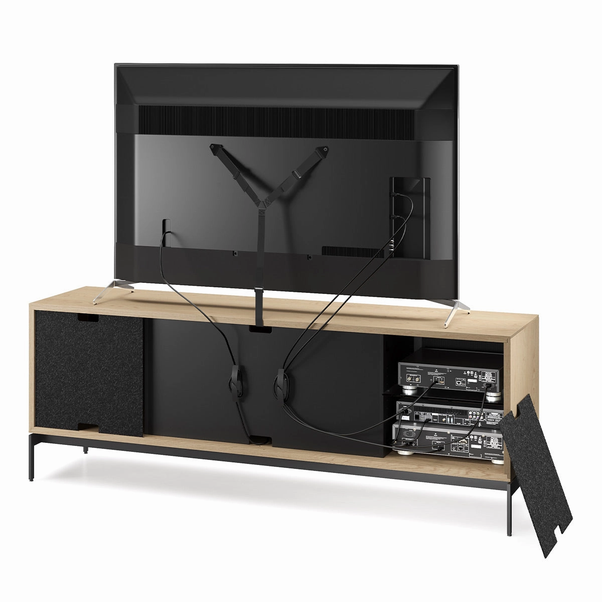BDI Elements 8709 Weave Media Cabinet with Console Base (Washed Oak)