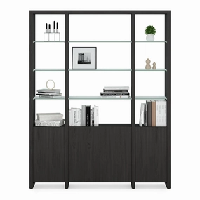 BDI Linea 3 Shelf 66" Wide Shelving System (Charcoal Stained Ash)