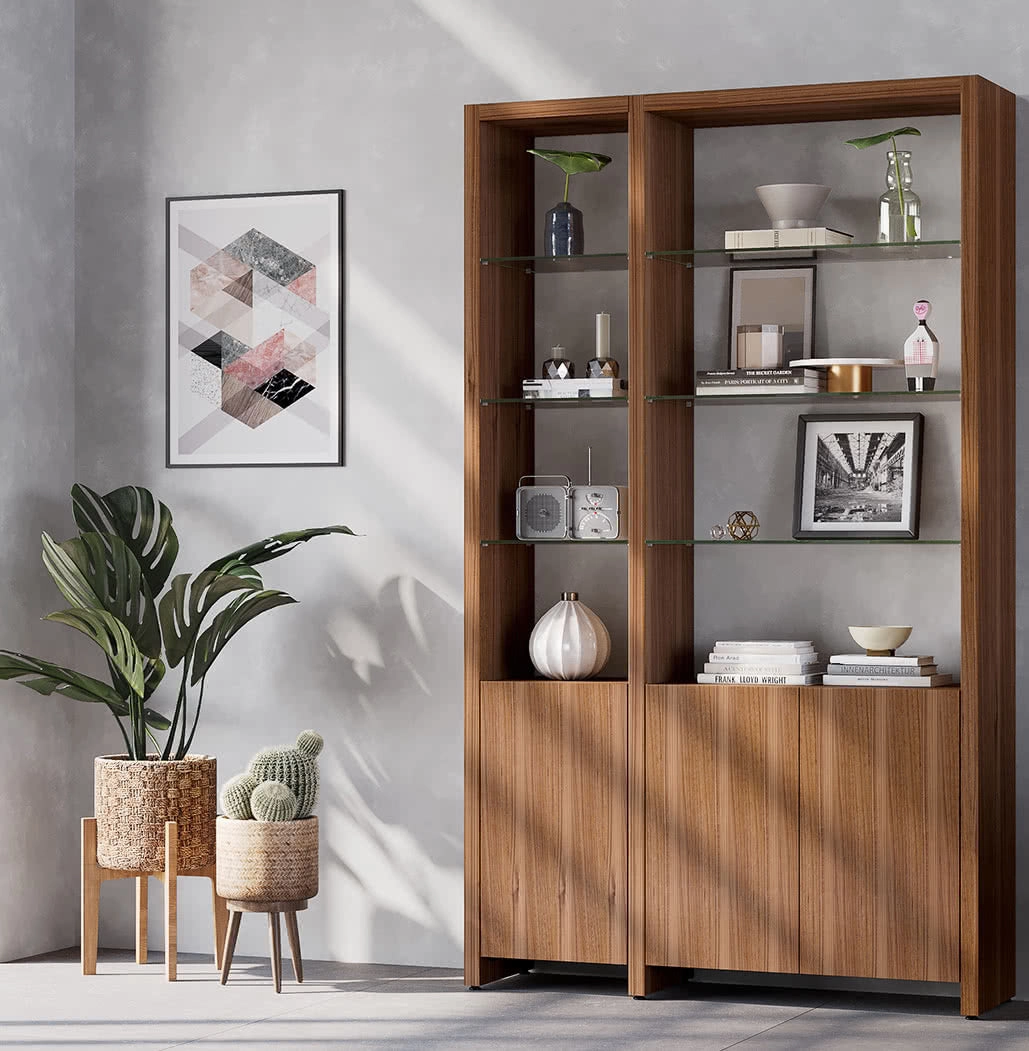 BDI Linea 580012 2 Shelf System 50" Wide (Natural Walnut)