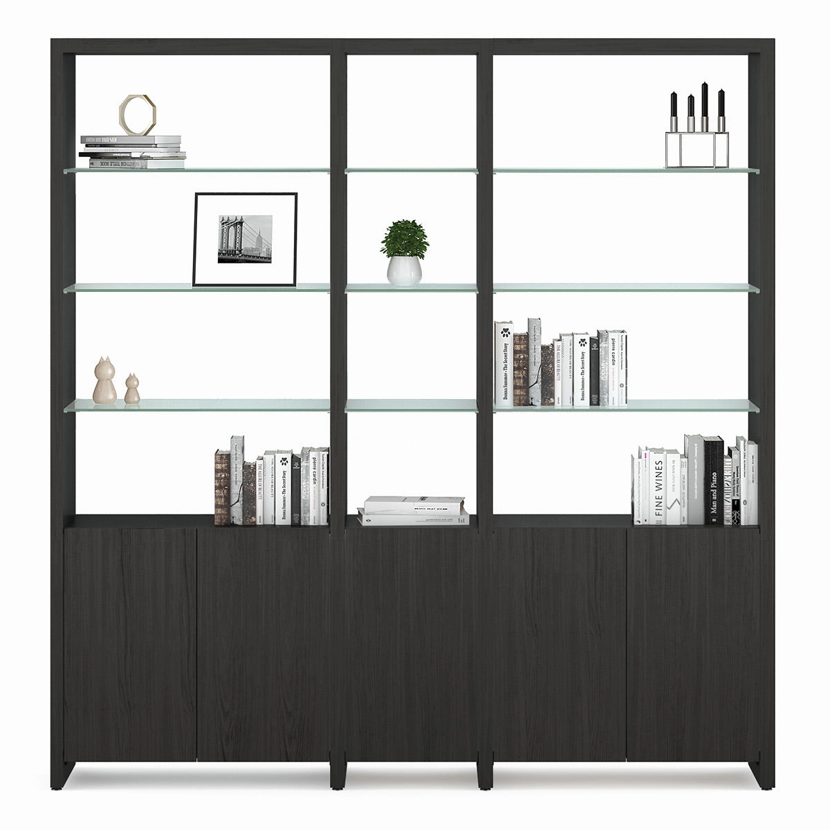 BDI Linea 580212 3-Shelf System 81" Wide (Charcoal Stained Ash) hi-fi digital to analog converter,hi-fi lossless streamer,hi-fi Roon-ready device