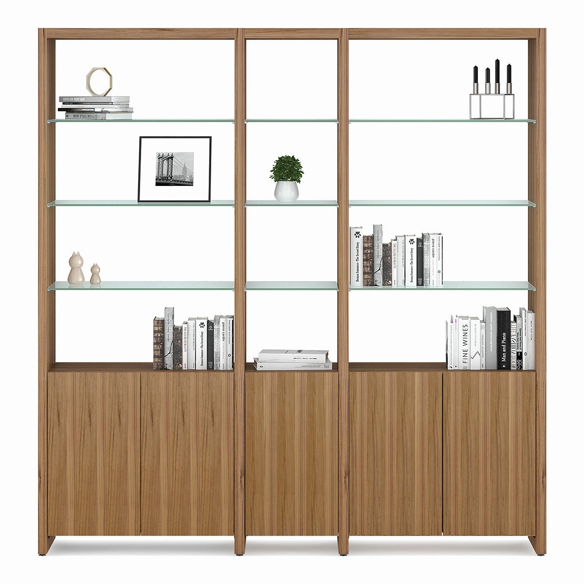 BDI Linea 580212 3-Shelf System 81" Wide (Natural Walnut)