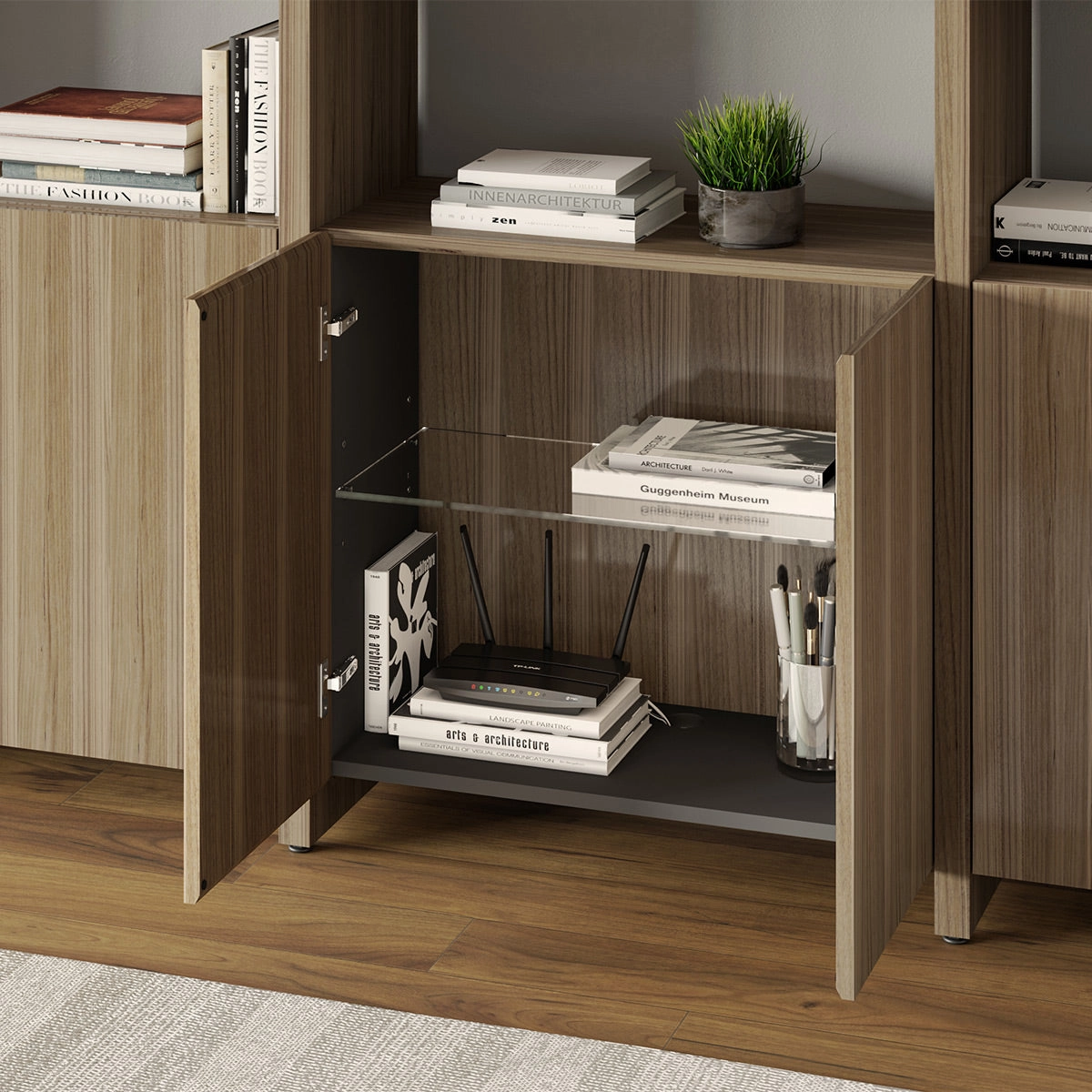 BDI Linea 580212 3-Shelf System 81" Wide (Natural Walnut)