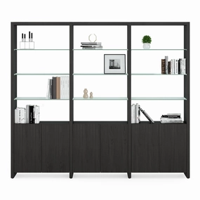 BDI Linea 580222 3 Shelf System 96" Wide (Charcoal Stained Ash)