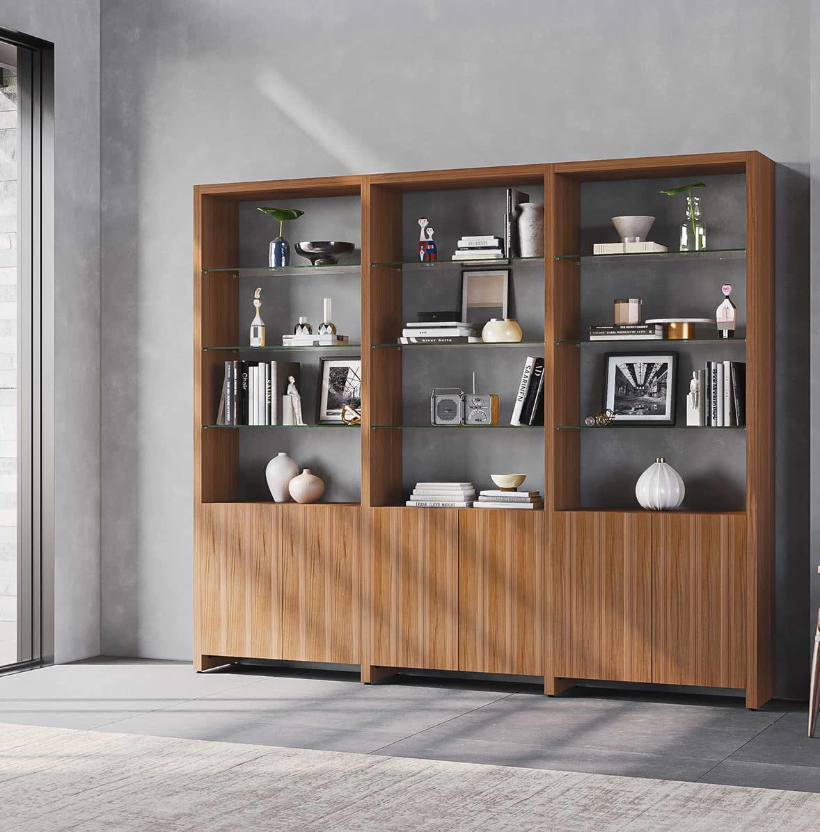 BDI Linea 580222 3 Shelf System 96" Wide (Natural Walnut)