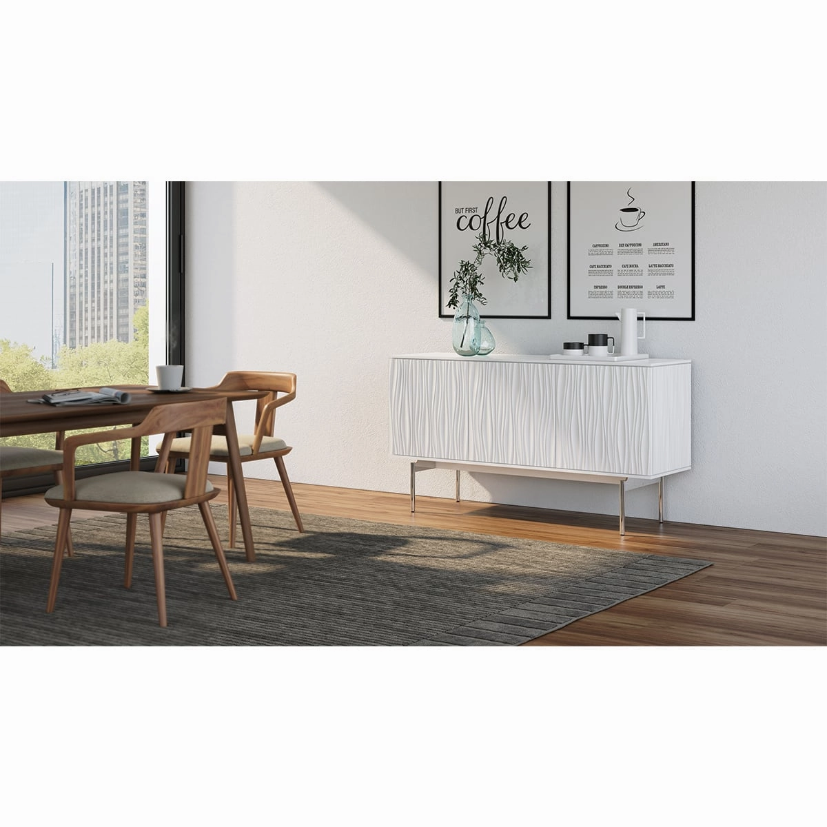 BDI Tanami 7109 4-Door Storage Credenza (Satin White)