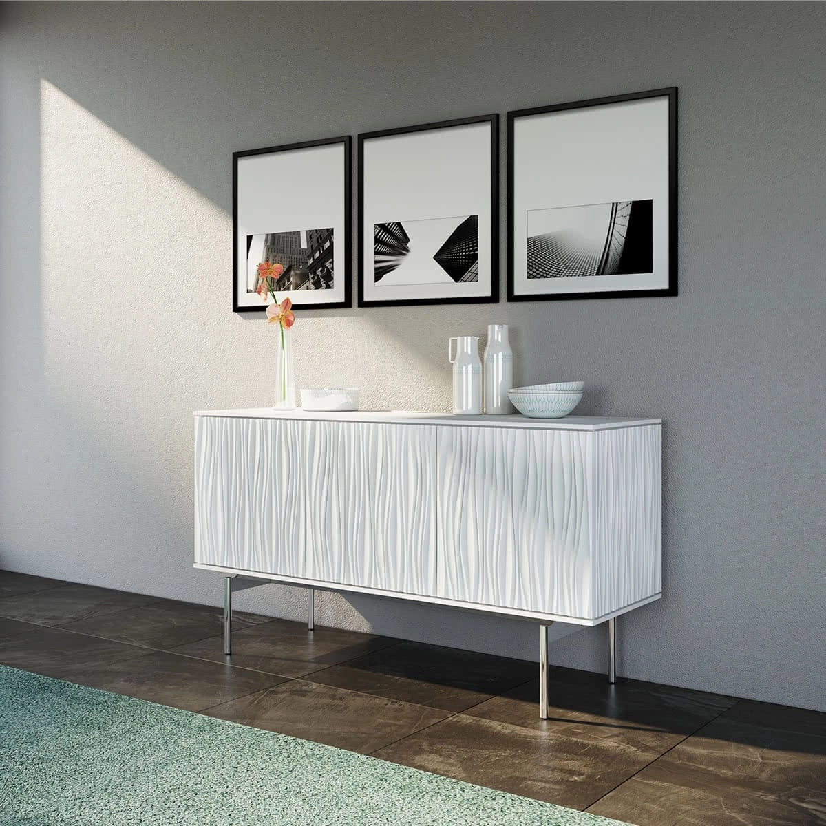 BDI Tanami 7109 4-Door Storage Credenza (Satin White)