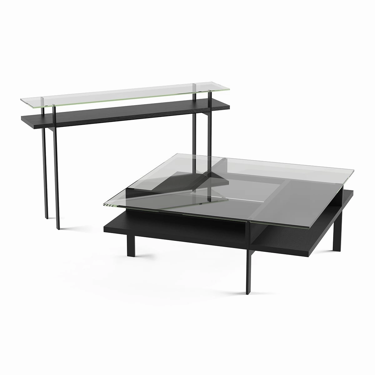 BDI Terrace 1153 Modern Glass Console Table (Charcoal Stained)