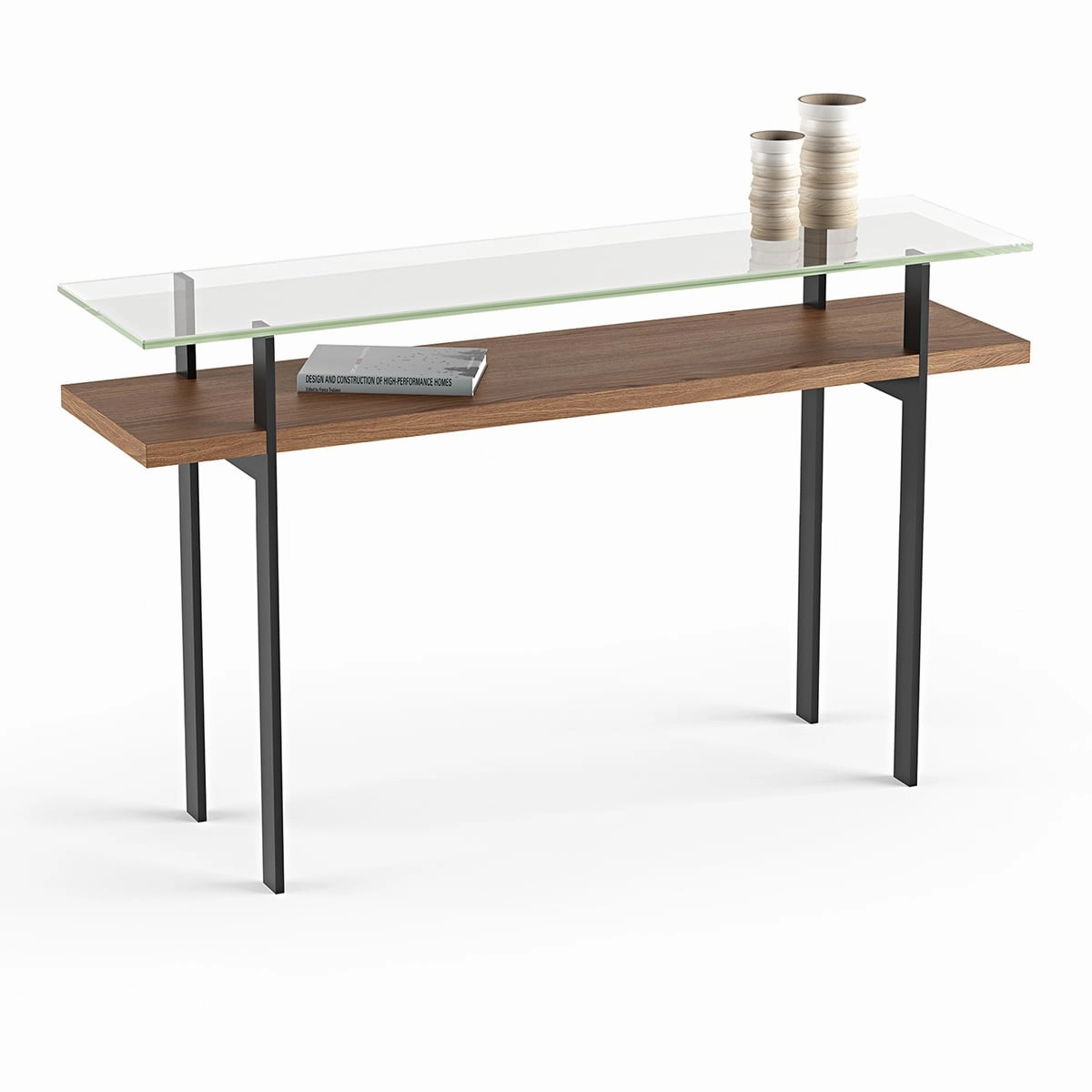 BDI Terrace 1153 Modern Glass Console Table (Natural Walnut)