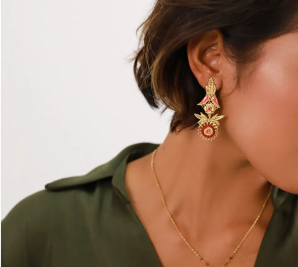 Blue Scarab Jewellery APPOLINE BELL SHAPE CILP EARRING (Cherry)