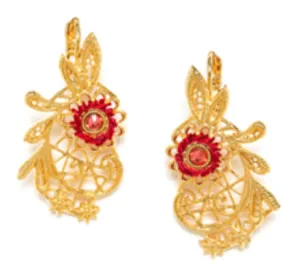 Blue Scarab Jewellery APPOLINE Flower   Strass French Hooks (Cherry)