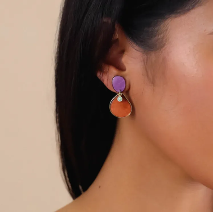 Blue Scarab Jewellery AURORE Bi Colour Violet   Orange Post Earring