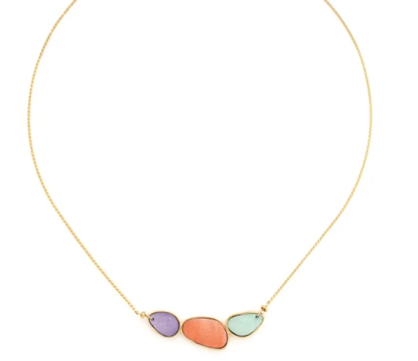 Blue Scarab Jewellery AURORE Laminated Capiz Short Necklace