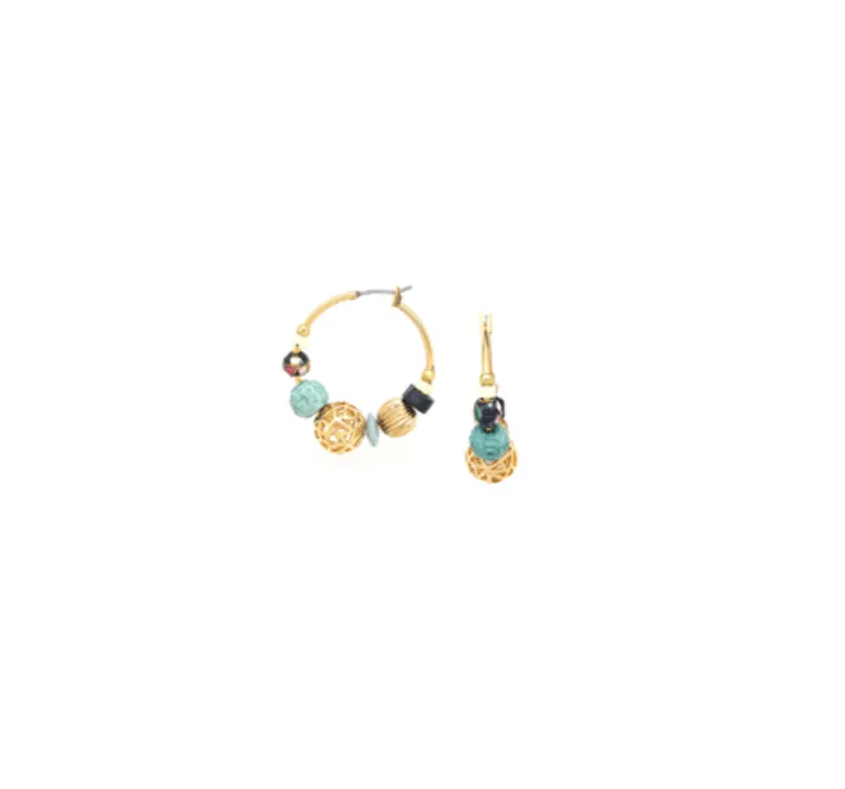 Blue Scarab Jewellery BAYA Beaded Creole Earrings