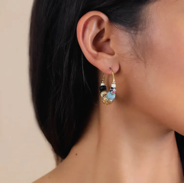 Blue Scarab Jewellery BAYA Beaded Creole Earrings