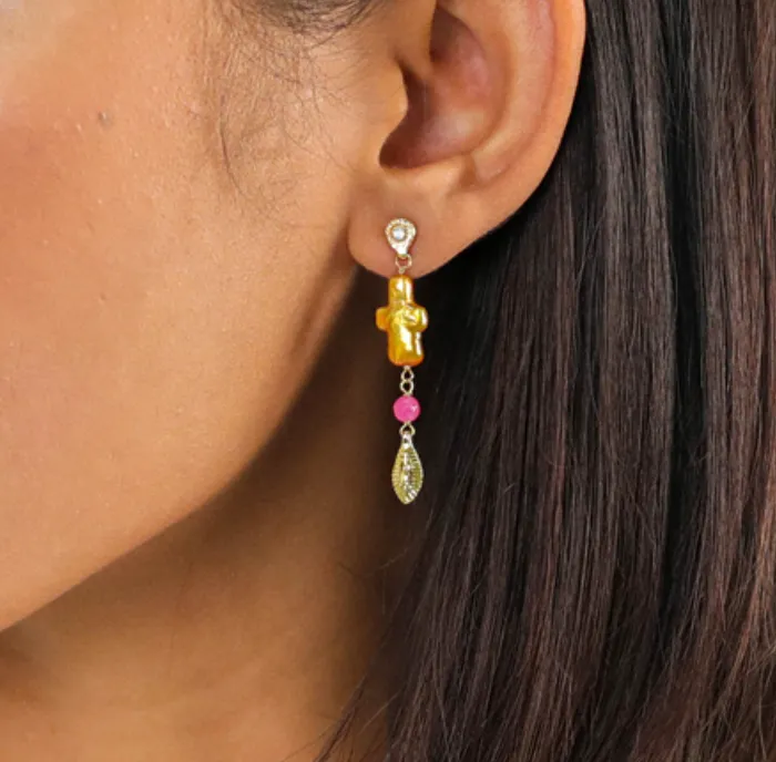 Blue Scarab Jewellery CALI FWP cross post earrings