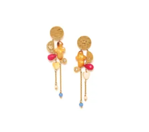 Blue Scarab Jewellery CALI yellow MOP disc post earring with dangles