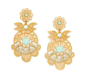 Blue Scarab Jewellery CASSIOPEE Lace Design Amazonite Dangle Post Earring