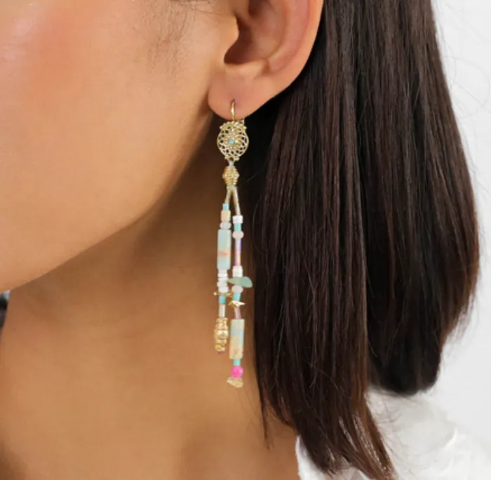Blue Scarab Jewellery EMILY 2 rows long french hook earrings