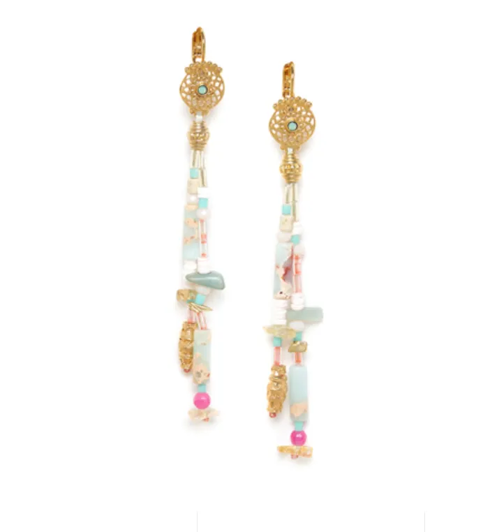 Blue Scarab Jewellery EMILY 2 rows long french hook earrings
