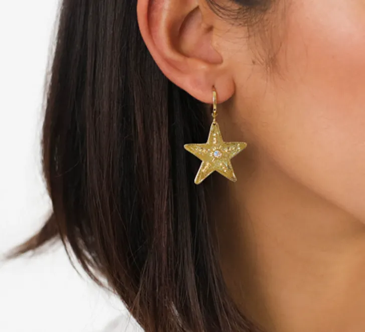 Blue Scarab Jewellery ESTRELLA mini creole with star dangle