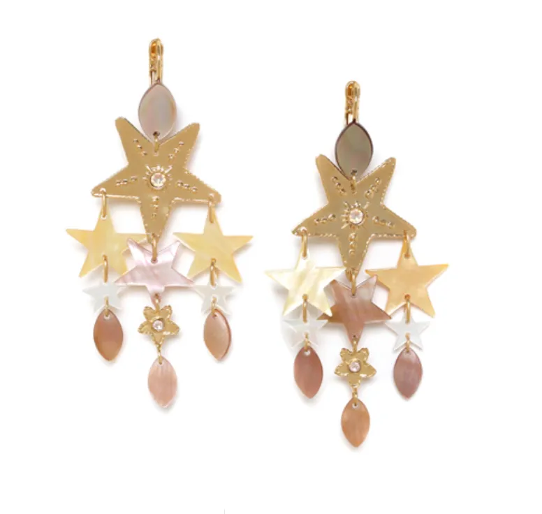 Blue Scarab Jewellery ESTRELLA multi-dangle stars french hooks