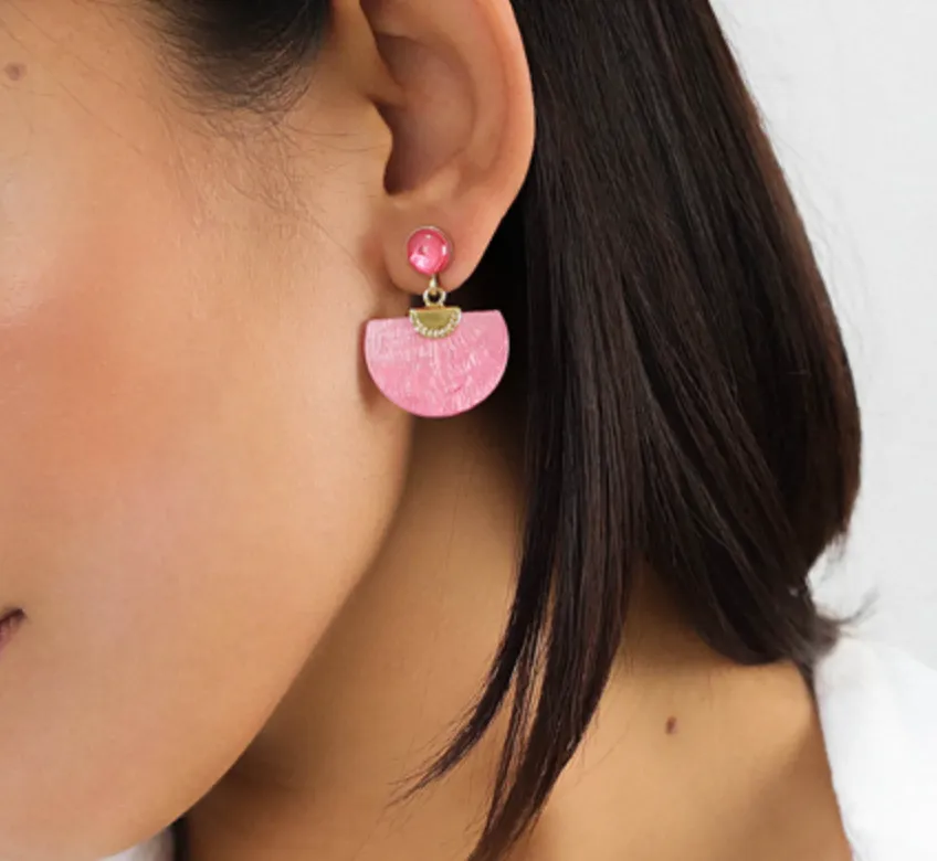 Blue Scarab Jewellery LENA laminated capiz post earrings