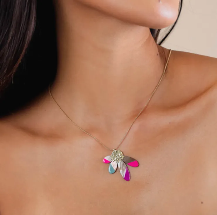 Blue Scarab Jewellery LORETTE 4 Petals Pendant Necklace