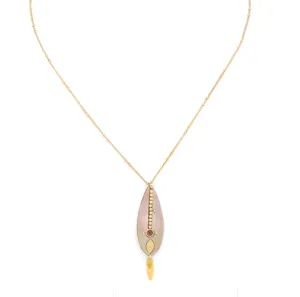 Blue Scarab Jewellery LOUISON Brownlip Elongated Drop Necklace