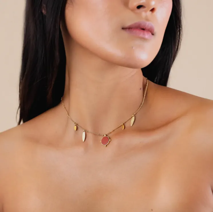 Blue Scarab Jewellery LOUISON multi-dangle necklace with round pendant