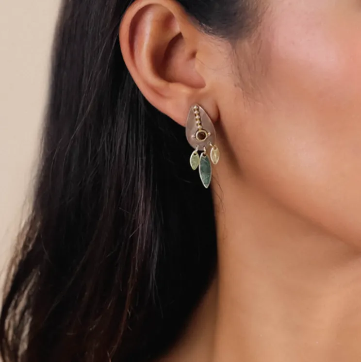 Blue Scarab Jewellery LOUISON *tear drop post earrings with mini danlges