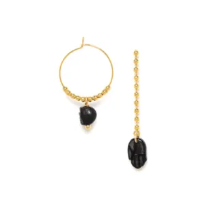 Blue Scarab Jewellery MALIA asymetric earrings (black)