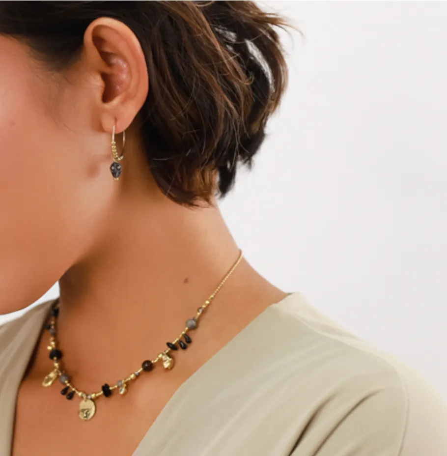 Blue Scarab Jewellery MALIA asymetric earrings (black)