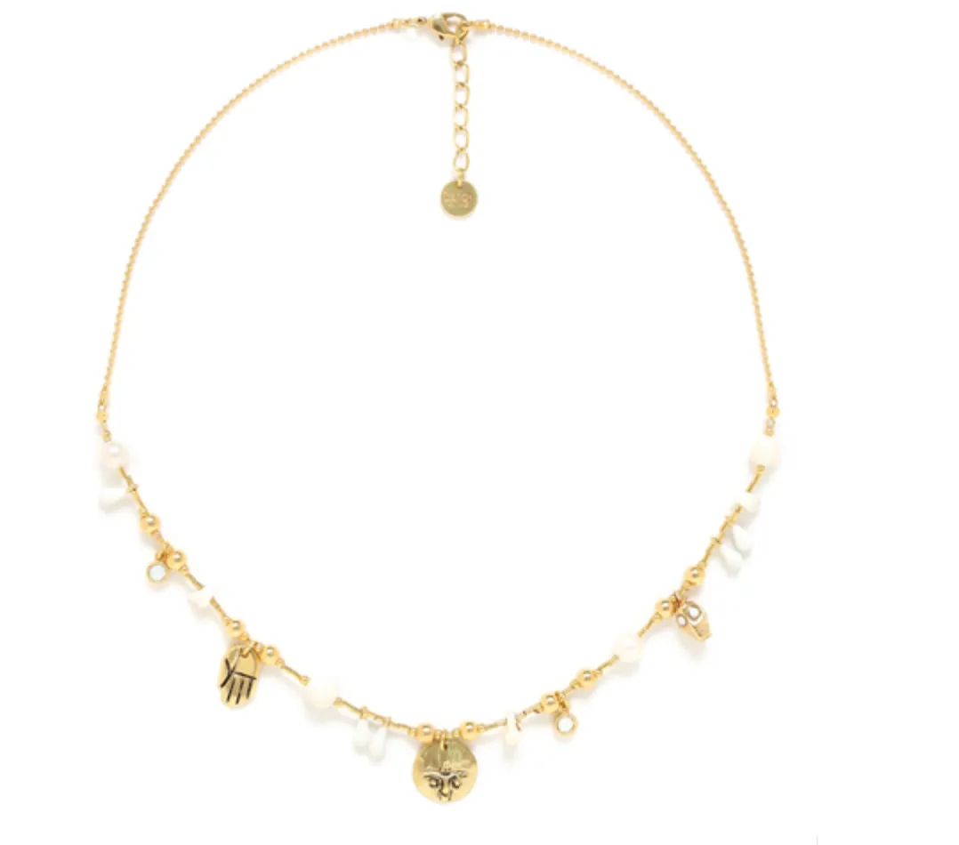 Blue Scarab Jewellery MALIA Multi-dangle Necklace (Ecru)