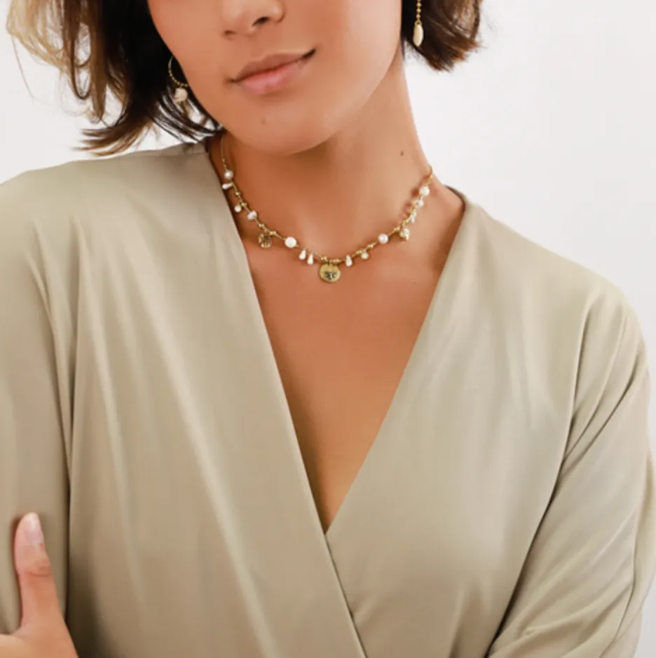 Blue Scarab Jewellery MALIA Multi-dangle Necklace (Ecru)