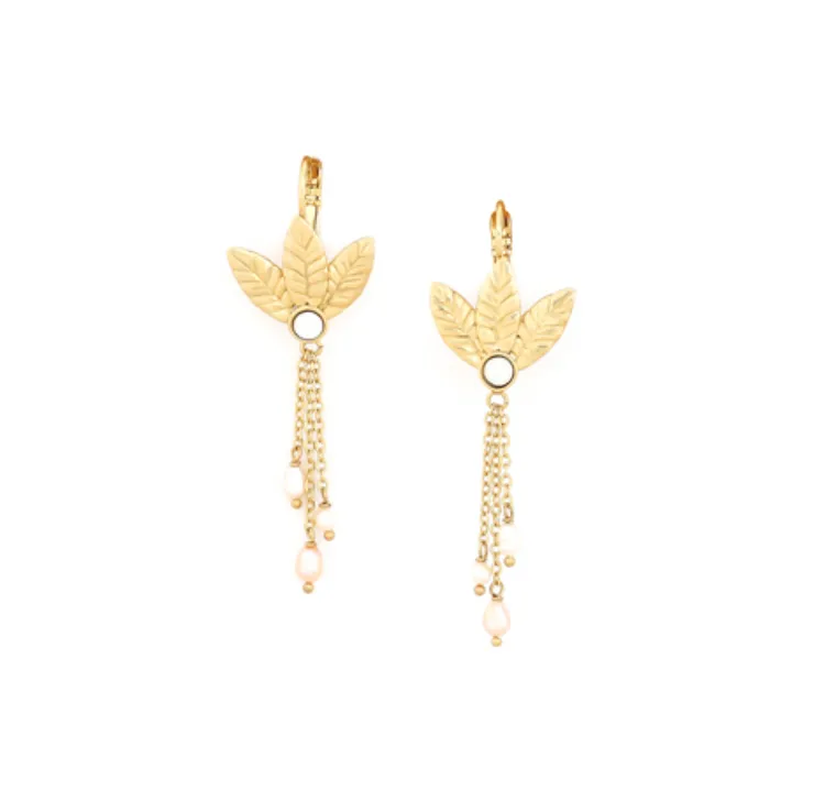 Blue Scarab Jewellery MERRY 3 Leaves French Hook Earrings with FWP