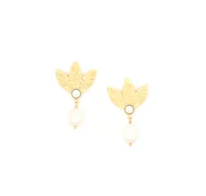 Blue Scarab Jewellery MERRY L3 Leaves Post with FWP Earring