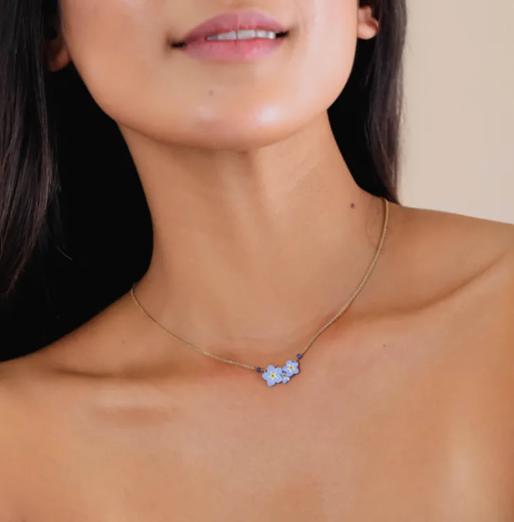 Blue Scarab Jewellery NEELA 3 Flowers Short Necklace