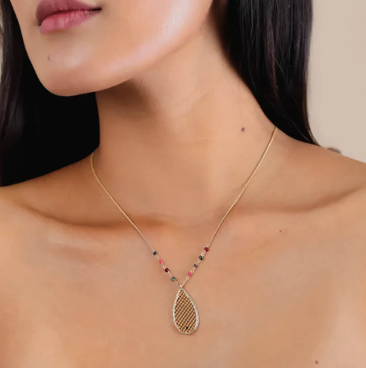 Blue Scarab Jewellery ROMY Open-work Drop Necklace