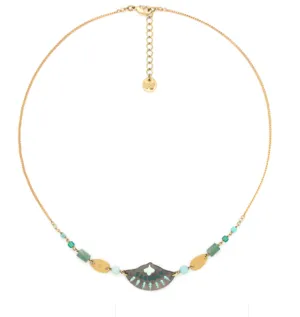 Blue Scarab Jewellery TALULAH looped bead necklace   enamel shell