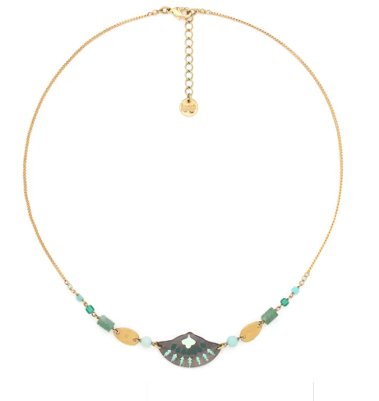 Blue Scarab Jewellery TALULAH looped bead necklace   enamel shell