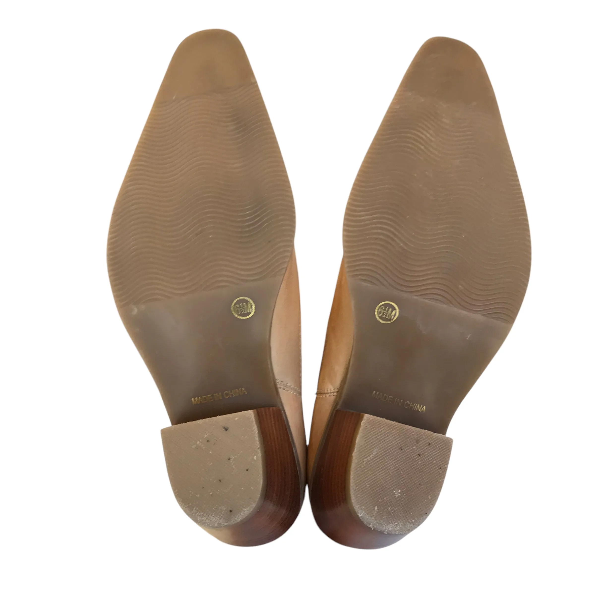 Boots Mid-Calf Heels In Tan, Size:6.5