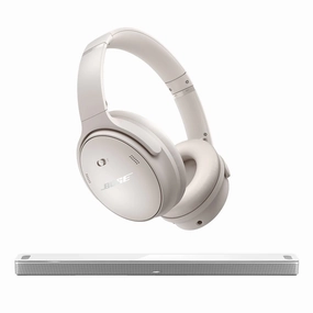 Bose Smart Ultra Soundbar with QuietComfort Noise Cancelling Headphones (White) Soundbars,TV Sound Systems,Bar Speakers