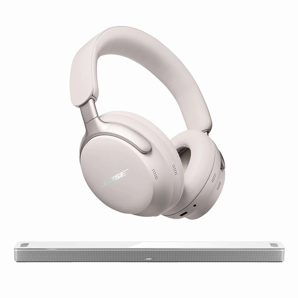 Bose Smart Ultra Soundbar with QuietComfort Ultra Wireless Noise Cancelling Headphones (White) Soundbars,TV Sound Systems,Bar Speakers