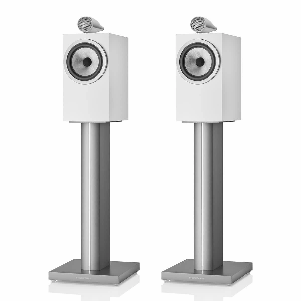 Bowers & Wilkins 705 S3 2-Way Bookshelf Speaker (Satin White) with FS-700 Floor Stand (Silver) - Pair Bowers & Wilkins,B&W Speakers,Premium Audio
