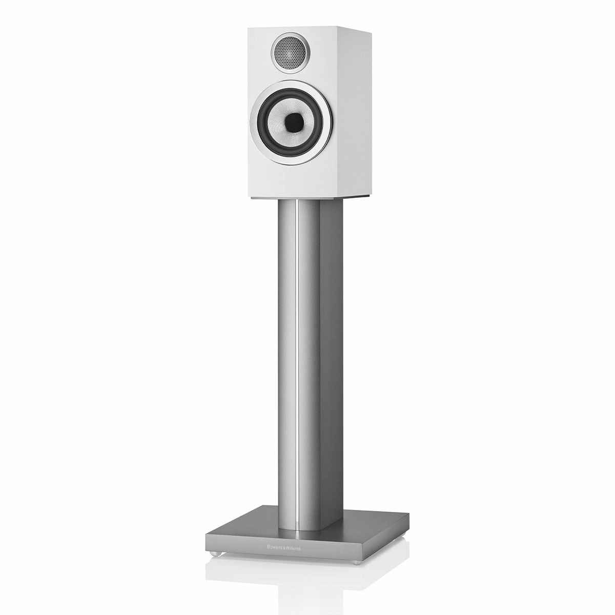 Bowers & Wilkins 707 S3 2-Way Bookshelf Speaker (Satin White) FS-700 Floor Stand (Silver) - Each Bowers & Wilkins,B&W Speakers,Premium Audio