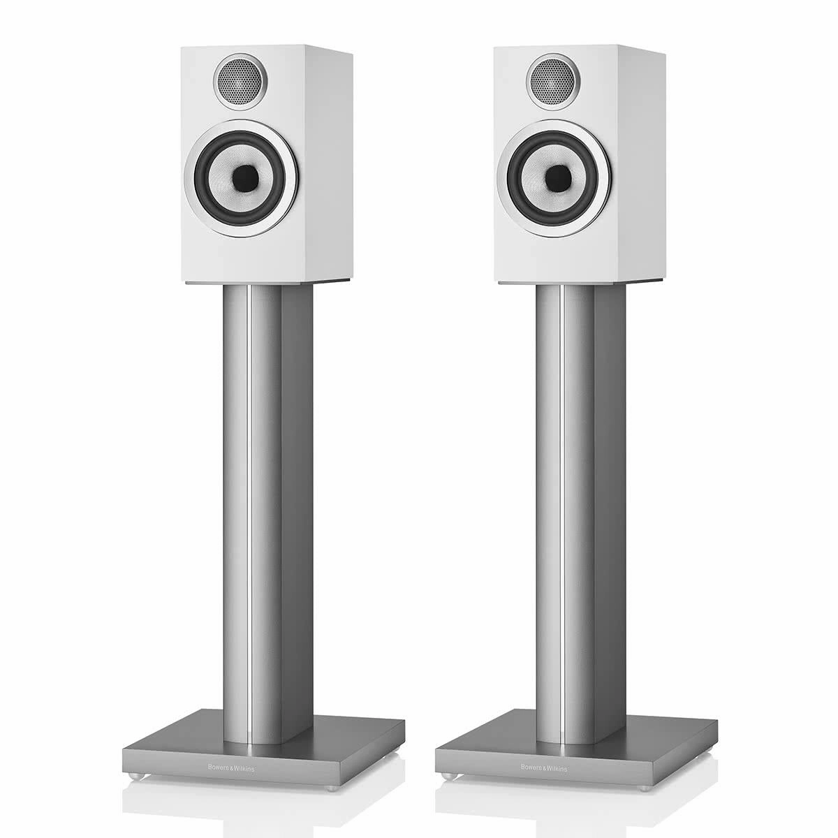 Bowers & Wilkins 707 S3 2-Way Bookshelf Speaker (Satin White) with FS-700 Floor Stand (Silver) - Pair Bowers & Wilkins,B&W Speakers,Premium Audio