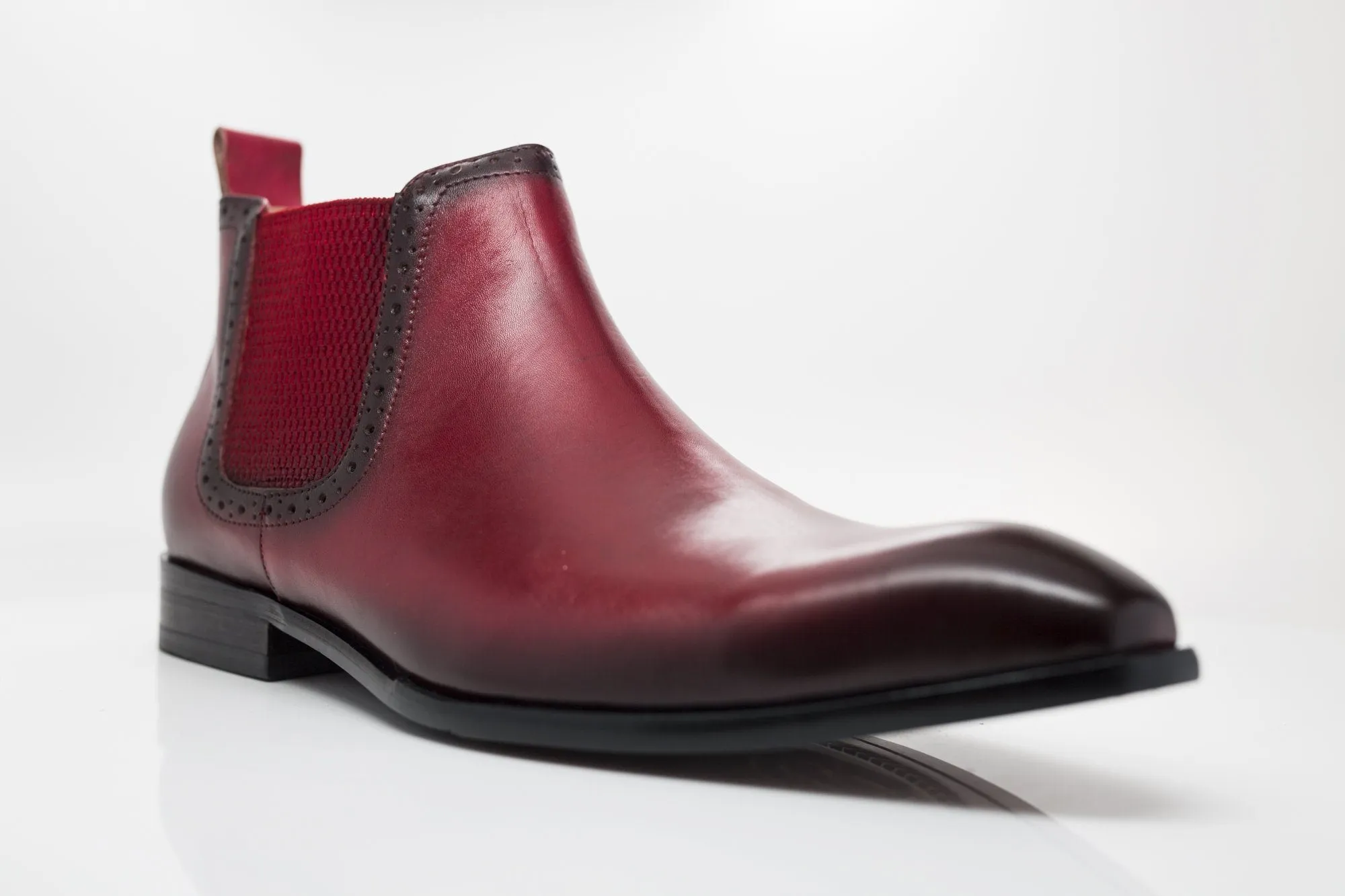 Burnished Calfskin Slip-On Boot Red