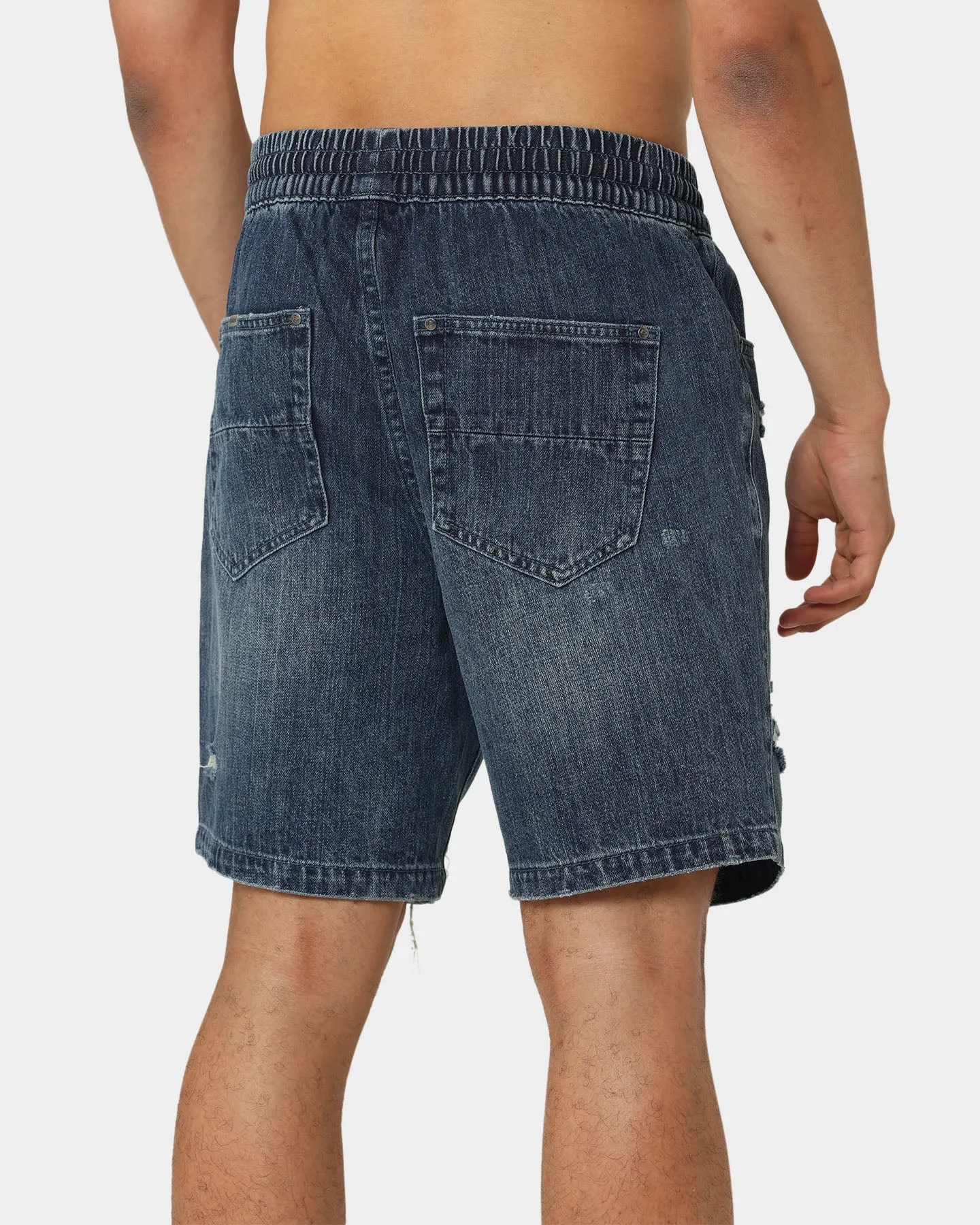 Carre Bouffant Distressed Shorts Blue