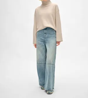 Cashmere Stand Neck Sweater In Nat Heather